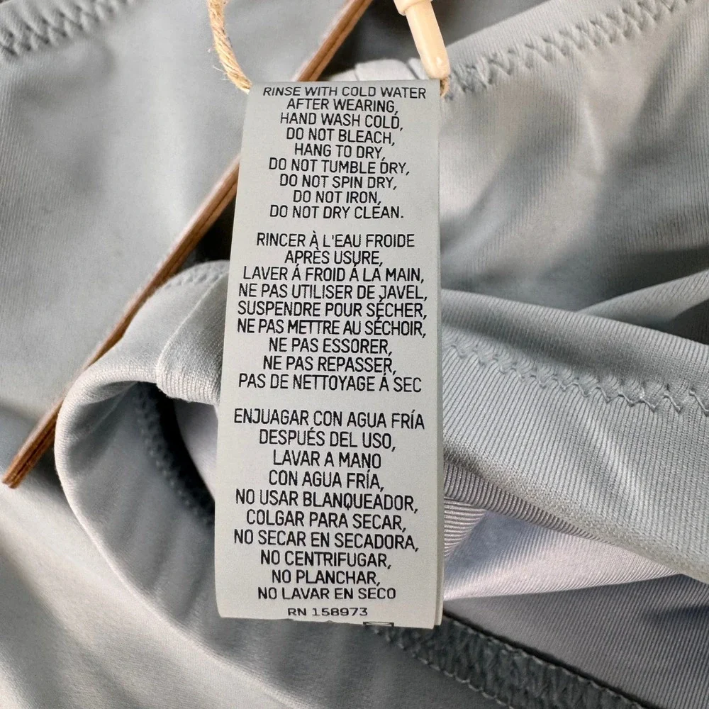SKIMS Sporty Zipper Swim Mock Neck Top Pacific Blue Gray 2X TP-TNK-3007 NEW